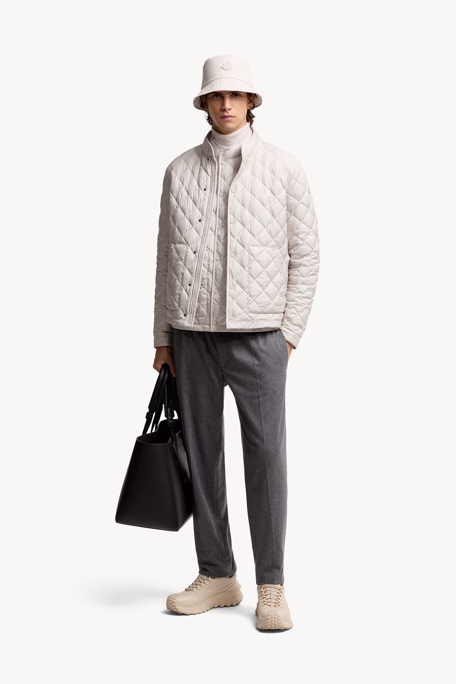 Doudoune courte à matelassage en losanges Oise Hommes Beige Clair Moncler 0